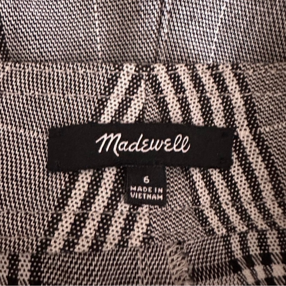 Madewell Plaid Pleated Wide Leg Trouser Pants Size 6 Black White Grey - Picture 5 of 7